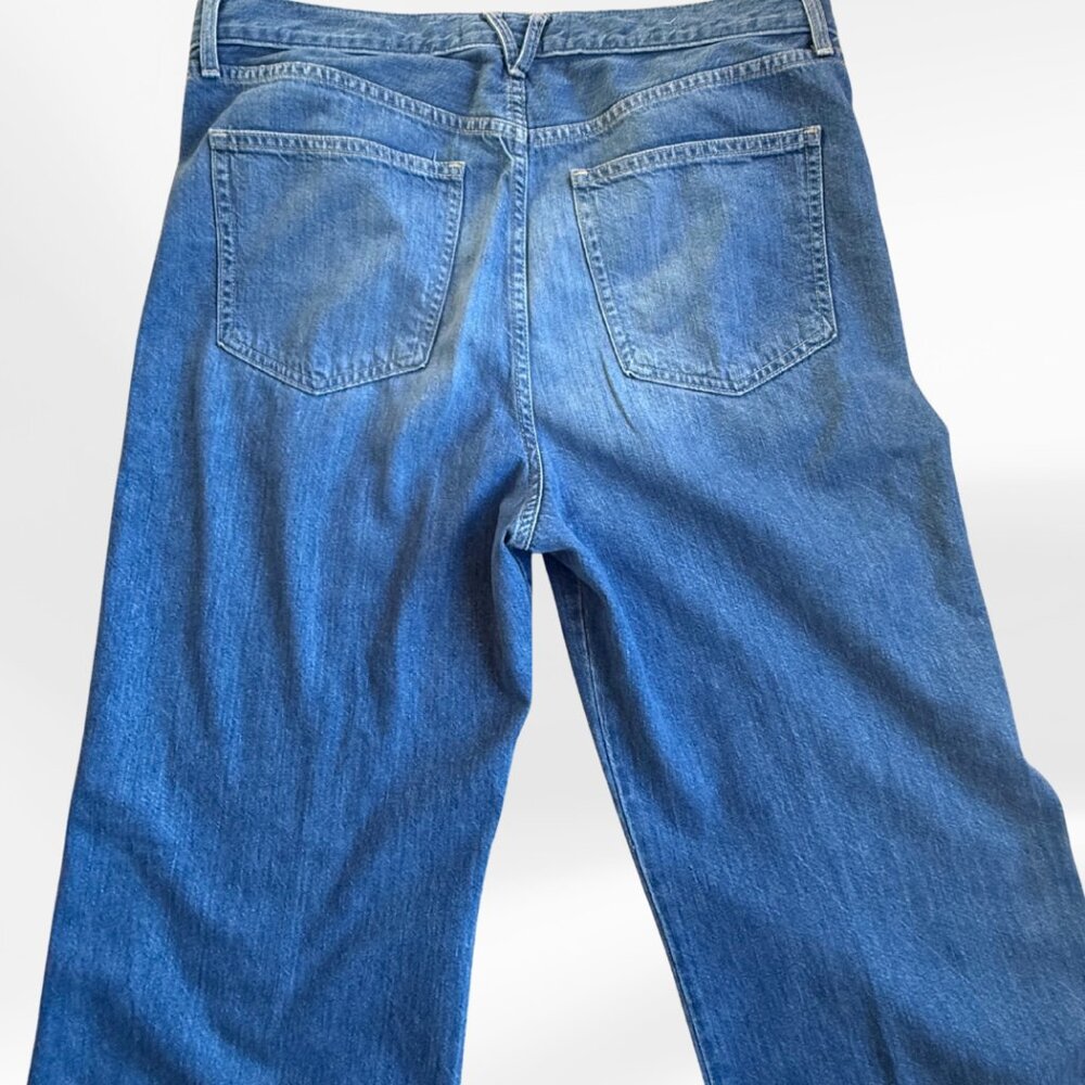 Veronica Beard Wide Leg Jeans 31 Lakeshore Wash Raw Hem Button Fly USA Made - Picture 6 of 10